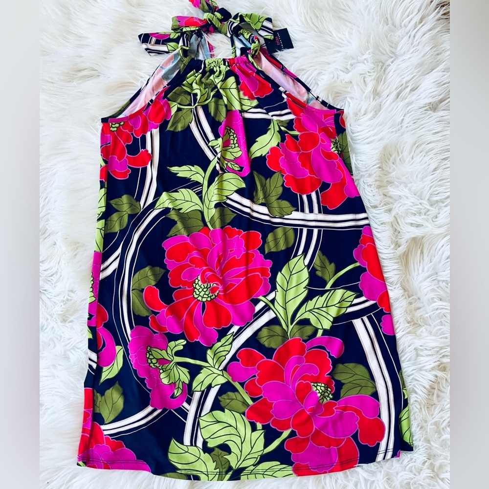 TRINA TURK Juju Mini Dress Navy/Hot Pink/Lime green. SZ LARGE NWT…CUTE CUTE!